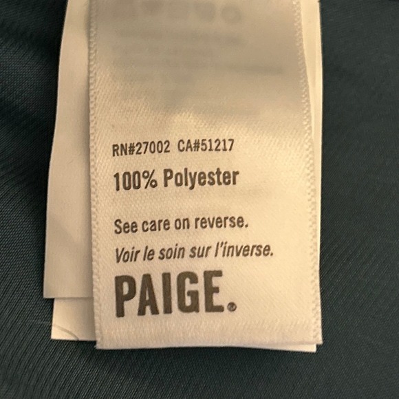 PAIGE Cleobelle Emerald Green Satin Tie Neck Button Front Blouse Medium - Picture 4 of 9